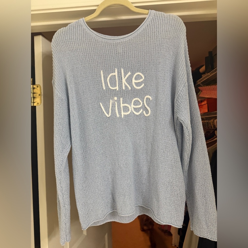 Size Medium Baby blue Lake Vibes Sweater - lightweight